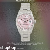 Rolex Datejust 34mm Steel Diamonds Bezel Pink Mother Of Pearl Dial, Pre-Owned
