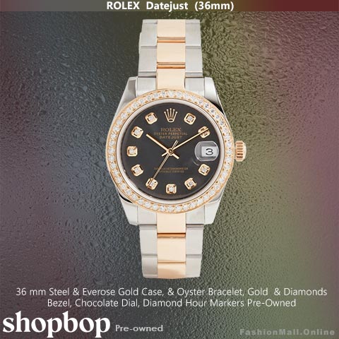 Unisex Rolex Datejust Steel & Rose Gold Chocolate Dial, Pre-Owned