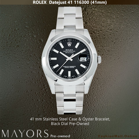 Mens Rolex Datejust II 116300 Steel Black Dial 41mm, Pre-Owned