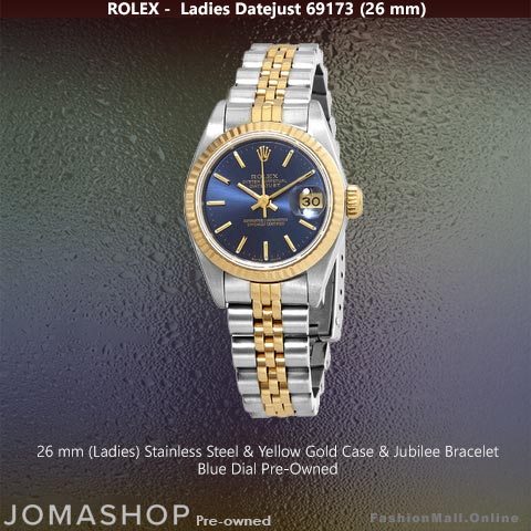 Ladies Rolex Datejust Steel Yellow Gold Blue Dial, Pre-Owned
