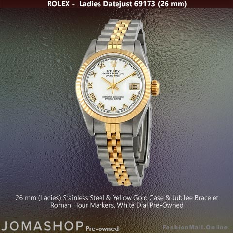 Ladies Rolex Datejust Steel Yellow Gold White Dial, Pre-Owned