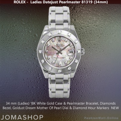 Rolex Pearlmaster White Gold Diamonds Mother Of Pearl Gold Dust Dream Dial - NEW