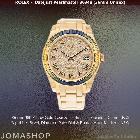 Rolex Datejust Pearlmaster Yellow Gold Sapphires Bezel Diamond Pave Dial – NEW