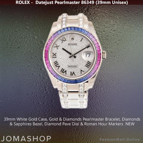 Rolex Pearlmaster White Gold & Diamonds Sapphires Bezel Diamond Pave – NEW