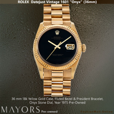 Gold Rolex Datejust President Onyx 1601, Pre-Owned