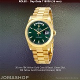 Rolex Day Date President Yellow Gold Green Dial 118208, NEW