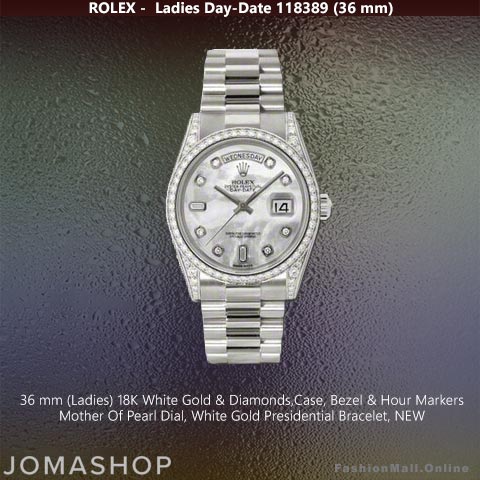 Rolex Day-Date Presidential White Gold Diamonds Mother Of Pearl Dial, NEW