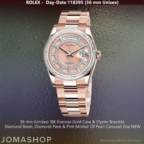 Rolex Day-Date Rose Gold Diamonds Pink Carousel Dial, NEW
