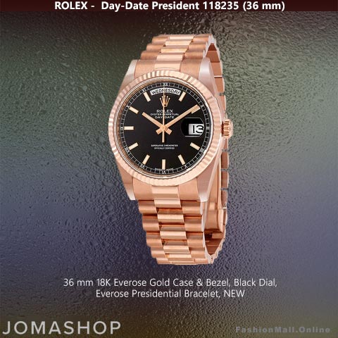 36mm Rose Gold Rolex Presidential 118235, NEW
