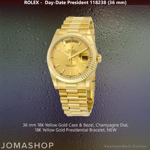 Rolex Day-Date Presidential 36mm All Yellow Gold, NEW