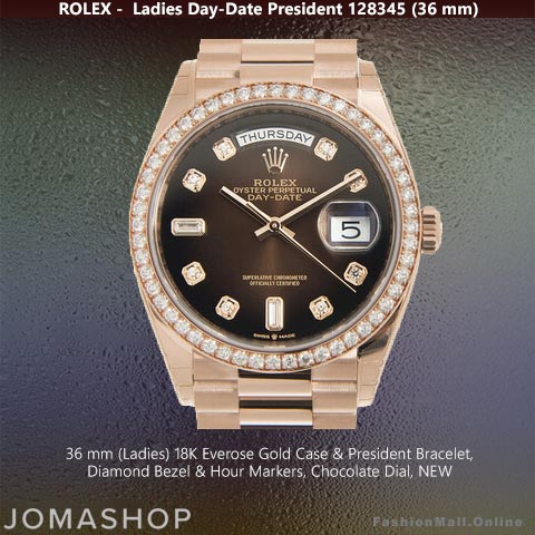 Rolex Presidential Rose Gold  Diamonds Chocolate Dial 128345,NEW