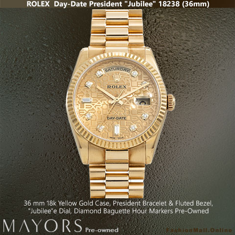 Yellow Gold Rolex Day-Date President Jubilee Dial, Pre-Owned