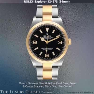 Rolex Explorer Steel Yellow Gold Black Dial - Pre-Owned