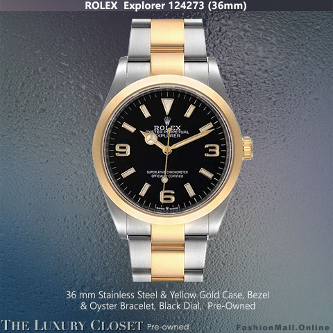 Rolex Explorer Steel Yellow Gold Black Dial – Pre-Owned
