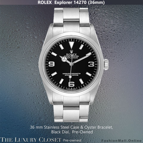 Rolex Explorer 14270 Steel Black Dial 36mm, Pre-Owned
