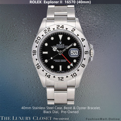 Rolex Explorer II Steel Black Dial 40mm 16570, Pre-Owned
