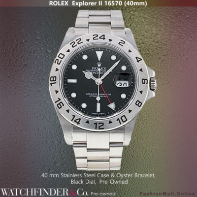 Rolex Explorer II Stainless Steel Black Dial 40mm 16570, Pre-Owned