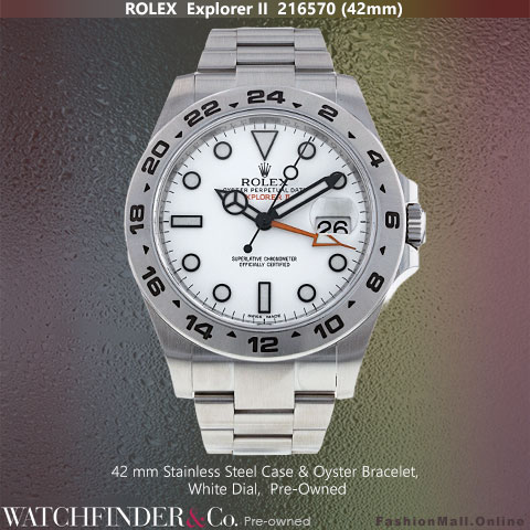 Rolex Explorer II S Steel White Dial 42mm 216570, Stainless Steel Case, Bezel & Oyster Bracelet,  White Dial, Pre-Owned Many To Choose From $12,490 @ Watchfinder & Co
