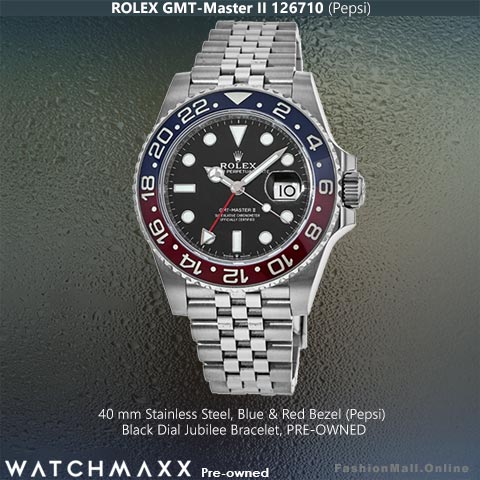 Rolex GMT Master II 126710 Steel Pepsi Black Dial Jubileee, Pre-Owned