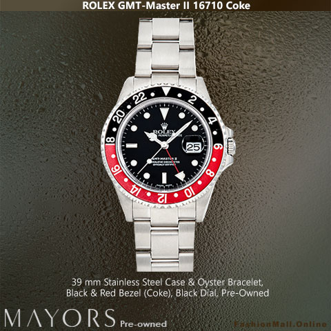 Rolex GMT-Master II 16710 Coke Bezel Black Dial,  Pre-owned