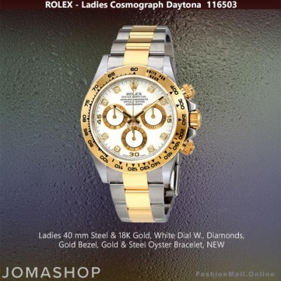 Rolex Ladies Cosmograph Daytona Steel, White Dial Diamonds NEW