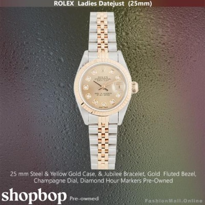 Ladies Rolex Datejust 25mm Steel & Yellow Gold, Pre-Owned