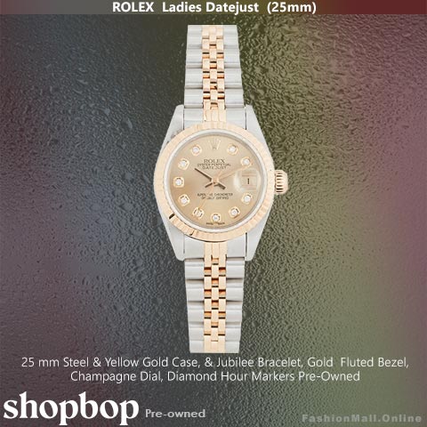 Ladies Rolex Datejust 25mm Steel & Yellow Gold, Pre-Owned