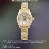 Ladies Rolex Presidential Yellow Gold Diamonds Mother Of Pearl Dial, Pre-Owned