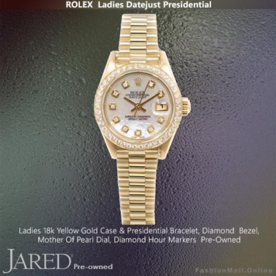 Ladies Rolex Presidential Yellow Gold Diamonds Mother Of Pearl Dial, Pre-Owned