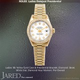 Ladies Rolex Presidential Yellow Gold Diamonds White Dial, Pre-Owned