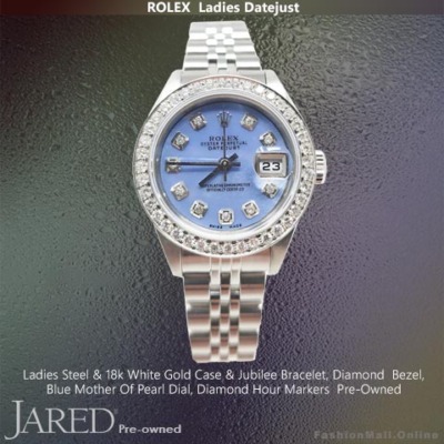 Ladies Rolex Datejust Steel White Gold & Diamonds Blue Pearl Dial -Pre Owned
