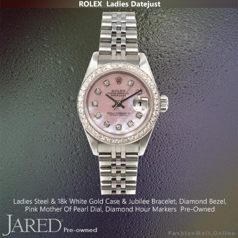 Ladies Rolex Datejust Steel White Gold & Diamonds Pink Pearl Dial-Pre Owned