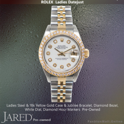 Ladies Rolex Datejust Steel Yellow Gold & Diamonds White Dial-Pre Owned