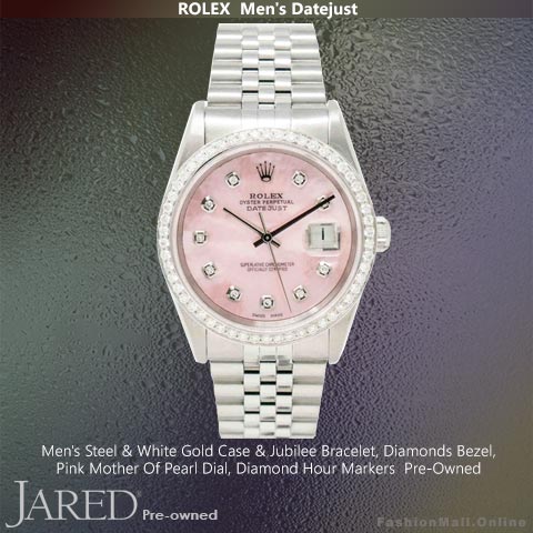 Rolex Datejust Pink Mother Of Pearl Steel White Gold & Diamonds, Pre-Owned