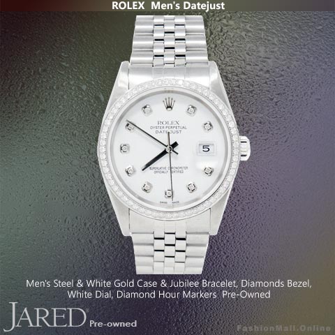 Rolex Datejust White Dial Steel White Gold& Diamonds, Pre-Owned