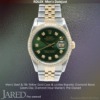 Mens Rolex Datejust Steel Yellow Gold Diamonds Green Dial-Pre Owned