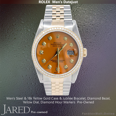 Rolex Datejust Steel Gold & Diamonds Orange Dial, Pre-Owned