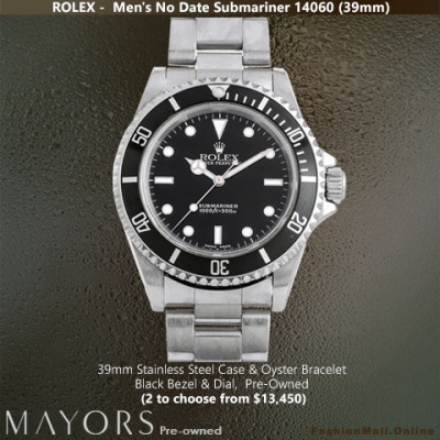 Rolex Submariner No Date 14060 Steel Black Bezel & Dial, Pre-Owned