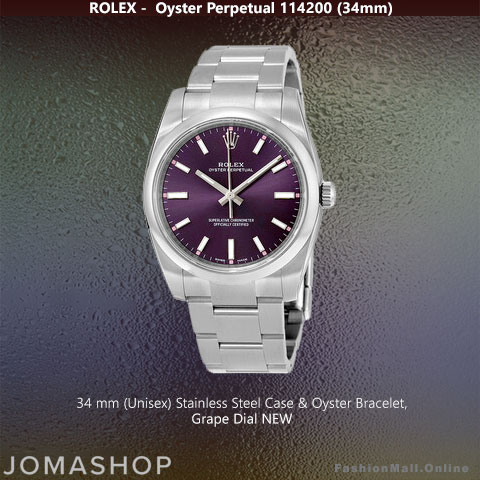 Rolex Oyster Perpetual 34mm Purple Dial NEW