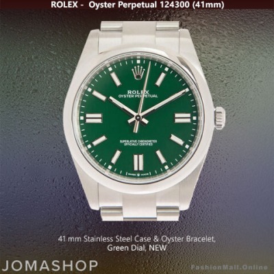 Mens Rolex Oyster Perpetual Steel Green Dial NEW