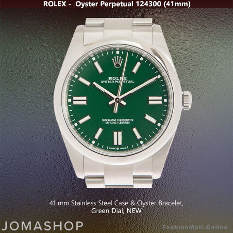 Mens Rolex Oyster Perpetual Steel Green Dial NEW