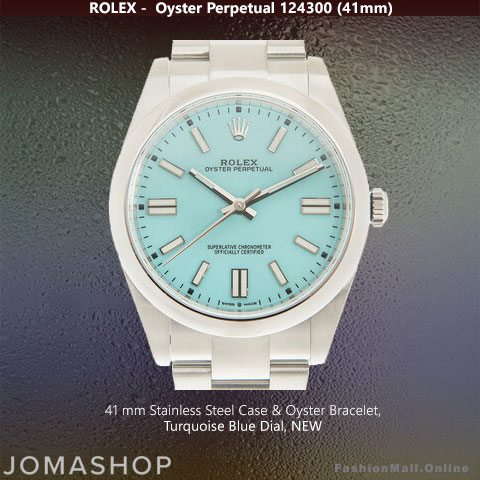Mens Rolex Oyster Perpetual Steel Turquoise Blue Dial NEW