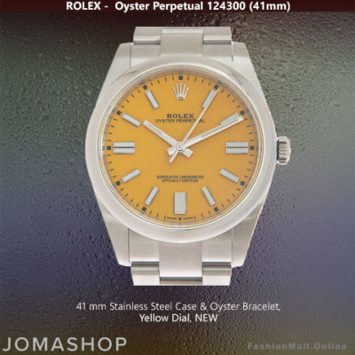 Mens Rolex Oyster Perpetual Steel Yellow Dial NEW