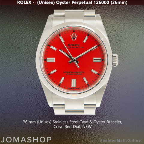 Rolex Oyster Perpetual Steel Coral Red Dial NEW