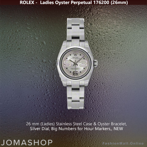 Ladies Rolex Oyster Perpetual 26mm Steel Silver Dial Big Numbers Pre-Owned
