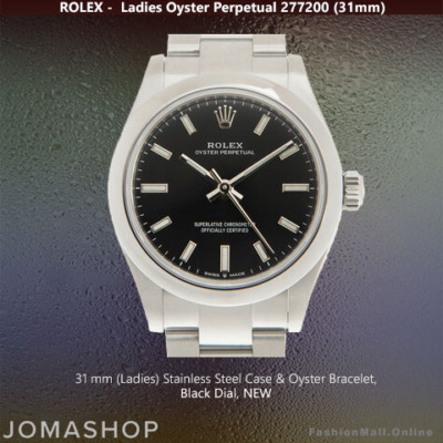 Ladies Rolex Oyster Perpetual 31mm Steel Black Dial NEW