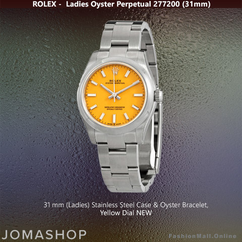 Ladies Rolex Oyster Perpetual 31mm Steel Yellow Dial NEW