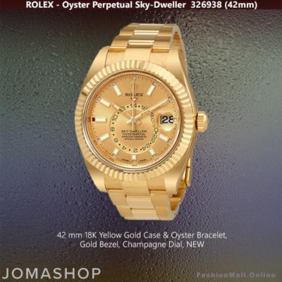 Rolex Sky-Dweller 18k Yellow Gold Champagne Dial -NEW