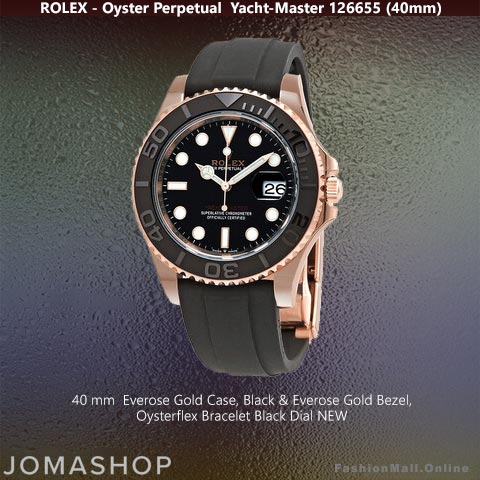 Rolex Yacht Master 126655  Everose Gold Black Dial & Oysterflex, NEW