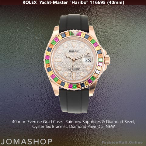 Rolex Yacht Master Rose Gold Haribo Diamond Pave Dial Oysterflex, NEW